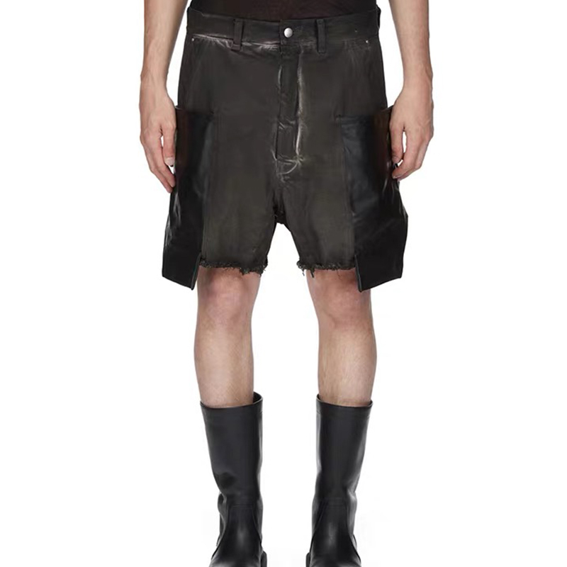NIGO Rick Owens Men's Summer Cotton Cowhide Low Waist Zipper Loose Solid Color Casual Work Shorts Ngvp #nigo9486
