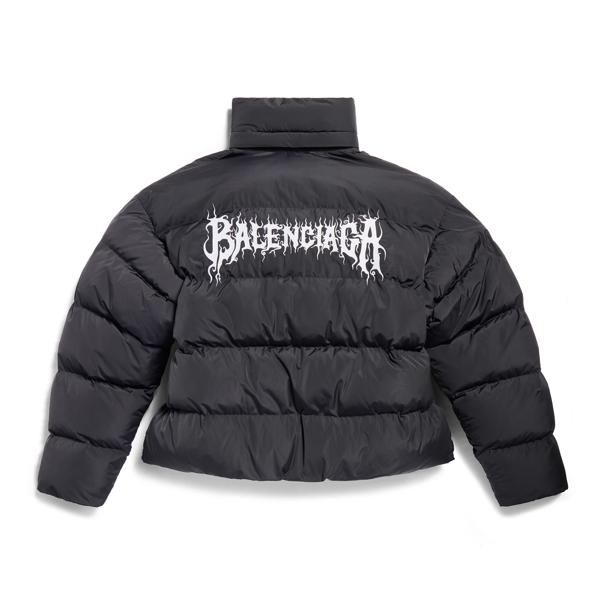NIGO Balenciaga Men's Winter Flame Letter Logo Print Black Nylon Fabric Long Sleeve Puffer Down Jacket #nigo73718
