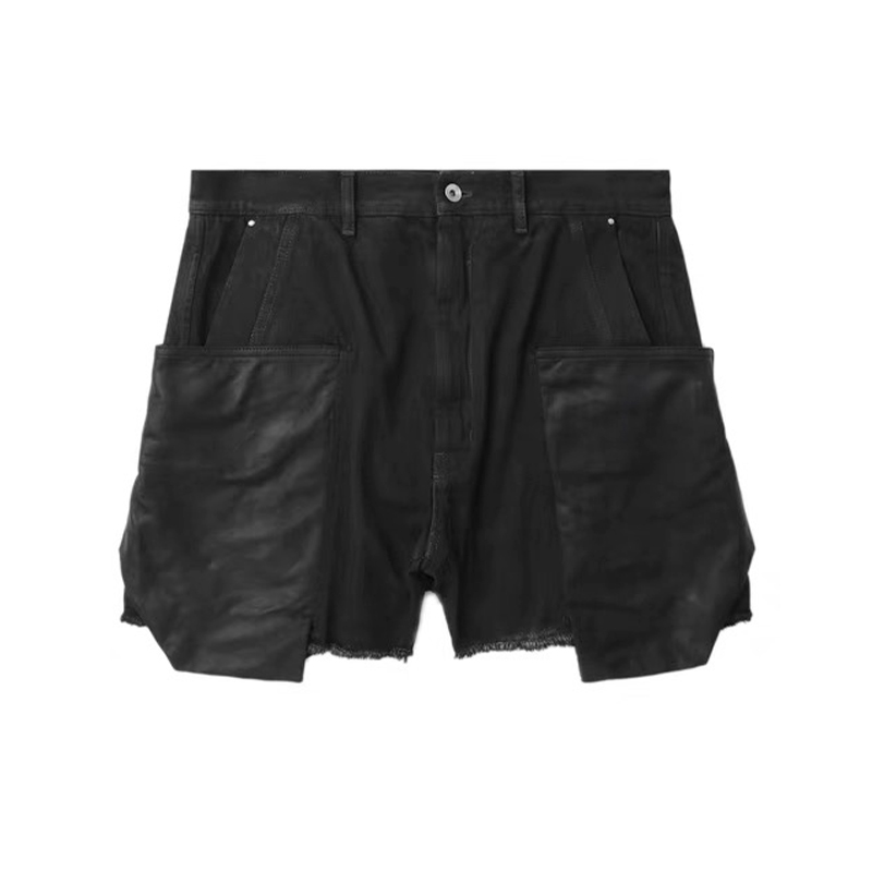 NIGO Rick Owens Men's Summer Cotton Cowhide Low Waist Zipper Loose Solid Color Casual Work Shorts Ngvp #nigo9486