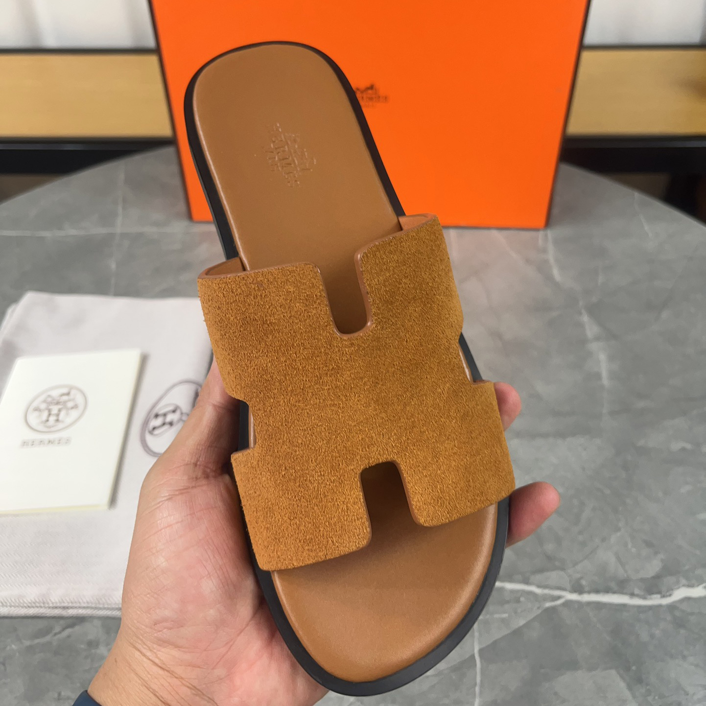 NIGO Hermes Men's and Women's Solid Color Leather Sandals Slippers Shoes #nigo73716