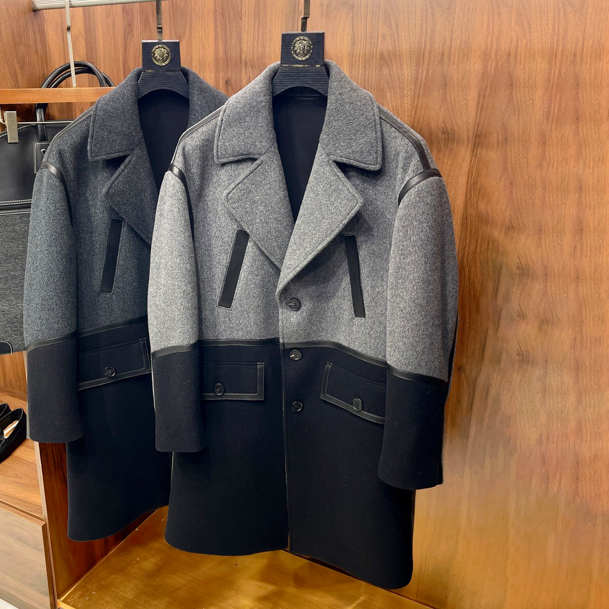 NIGO Dior Men's Autumn And Winter Cashmere Blend Medium-Length Colorblocking Long-Sleeved Tweed Coat Jacket Ngvp #nigo9487