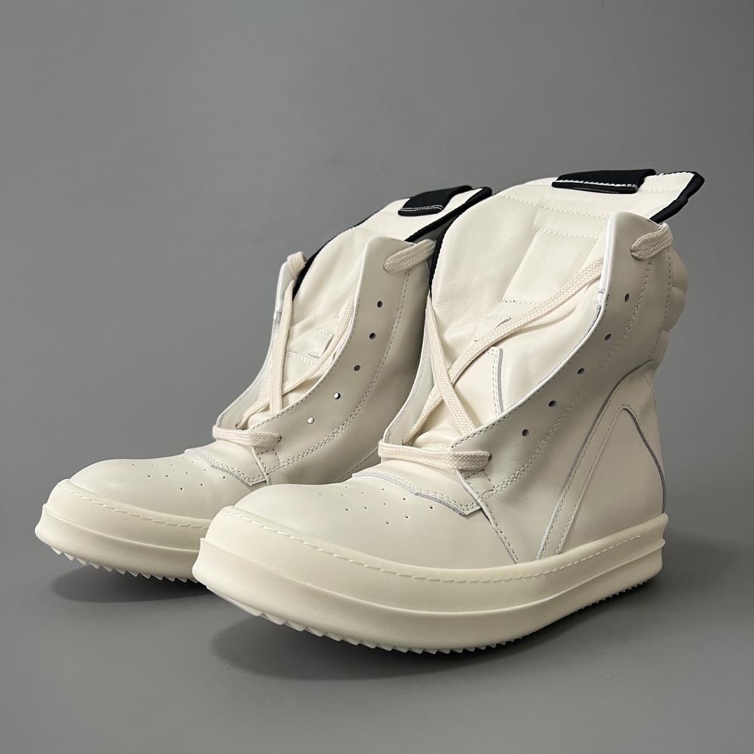 NIGO Rick Owens Classic Solid Color Leather High Top Lace Up White Toe Men's Women's Casual Fashion Hundred Couple Shoes #nigo73729