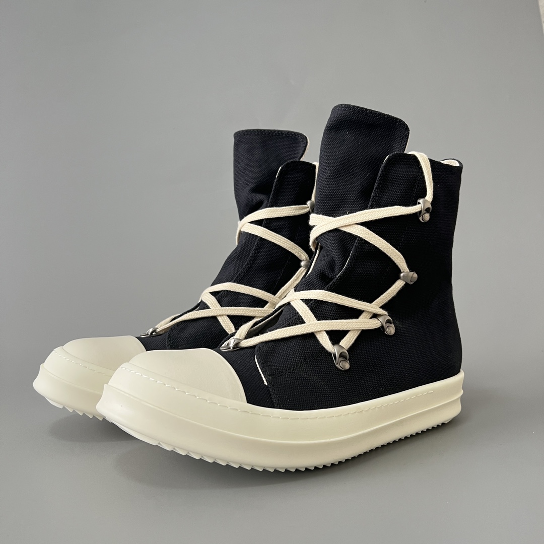 NIGO Rick Owens Classic Solid Colour Canvas High Top Lace Up Black Men Women Casual Fashion Hundred Zip Couple Shoes #nigo73735