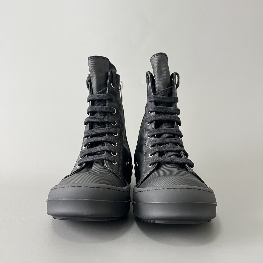 NIGO Rick Owens Classic Solid Colour Canvas High Top Lace Up Black Men Women Casual Fashion Hundred Zip Couple Shoes #nigo73731