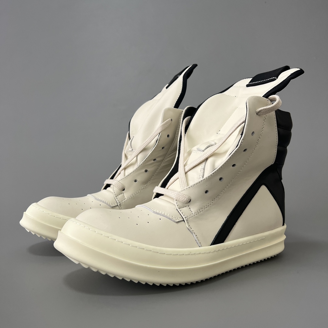 NIGO Rick Owens Classic Solid Color Leather High Top Lace Up White Toe Men's Women's Casual Fashion Hundred Couple Shoes #nigo73729