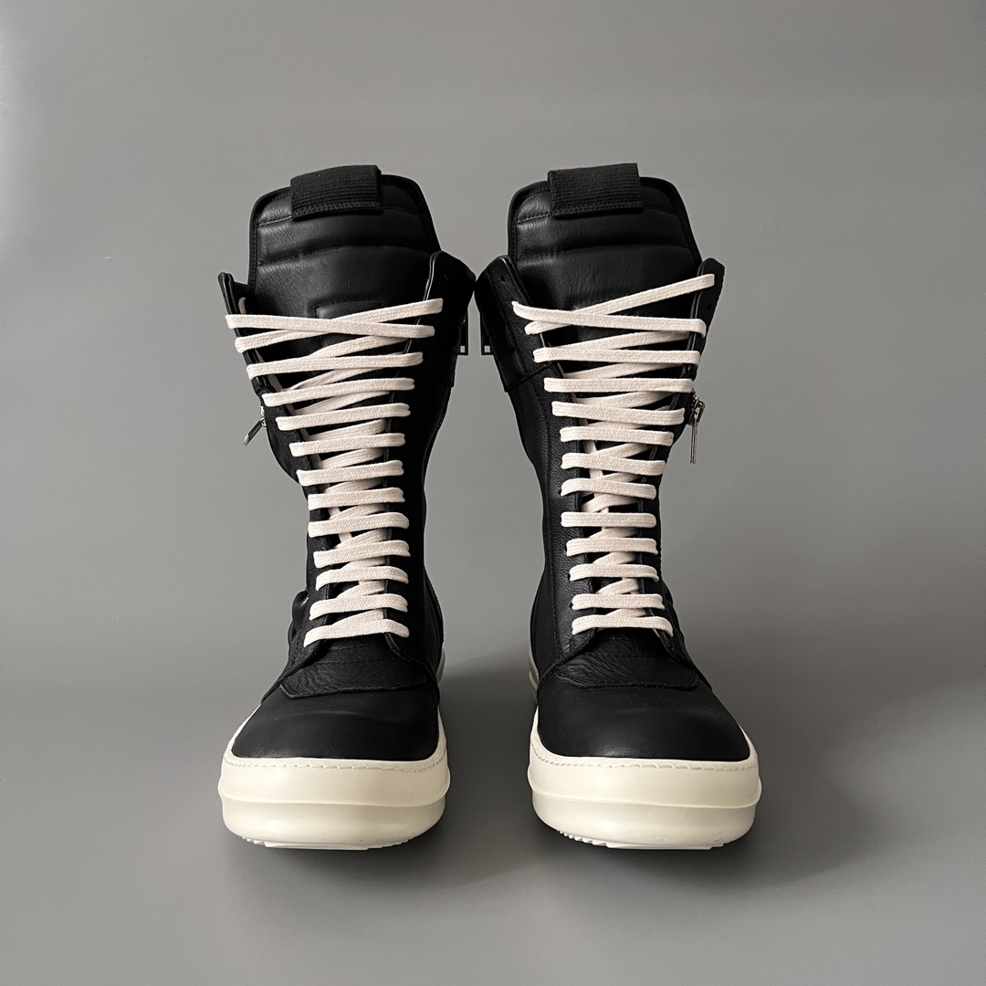 NIGO Rick Owens Classic Solid Color Leather High Top Lace Up White Toe Men's Women's Casual Fashion Hundred Couple Shoes #nigo73732