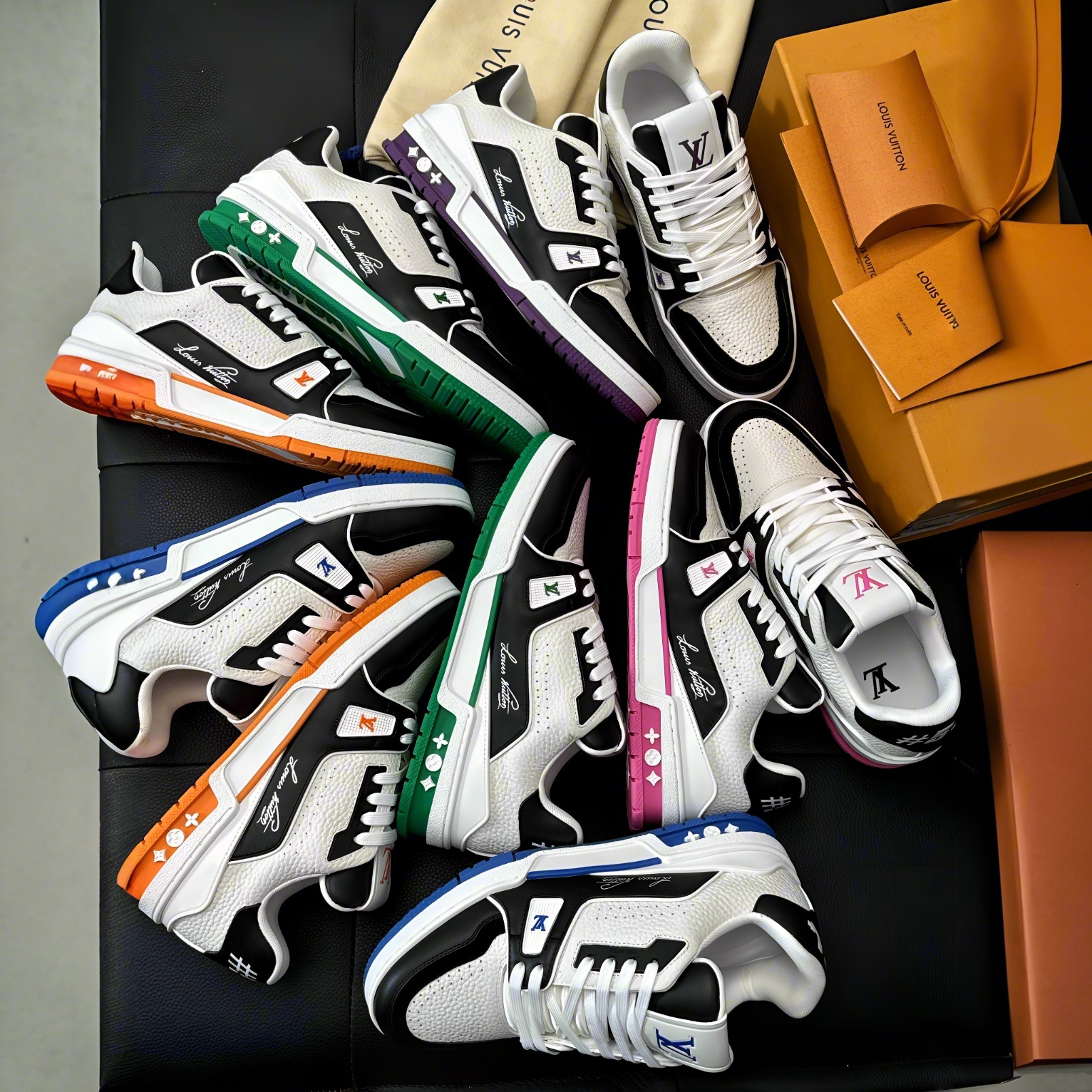NIGO Louis Vuitton Men's And Women's Low Top Casual Sports Shoes Color blocking Fashion Trend Print Logo Sports Shoes #nigo73736