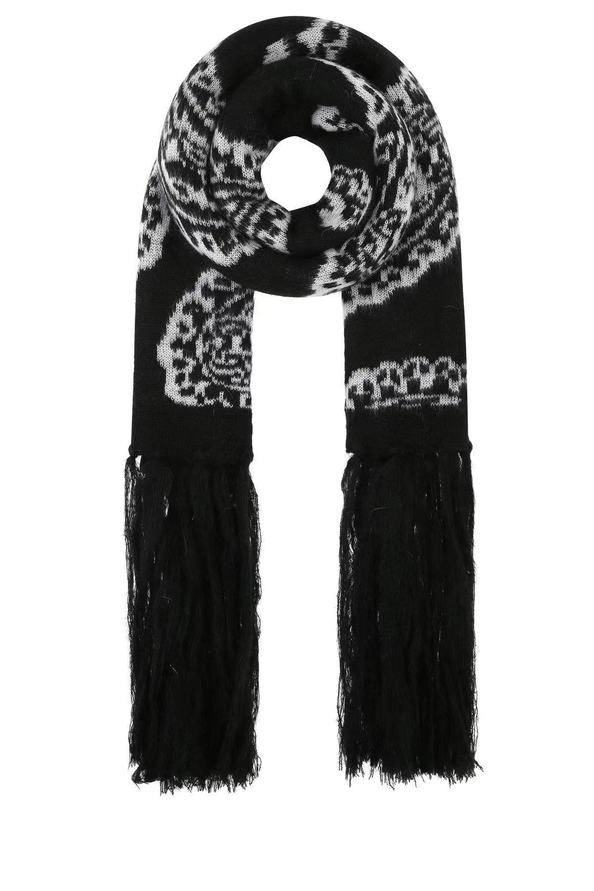 NIGO 424 Men's Fall And Winter Fashion Pattern Print Shawl Accessories Cape Mohair Tassel Knitted Scarf Ngvp #nigo9494