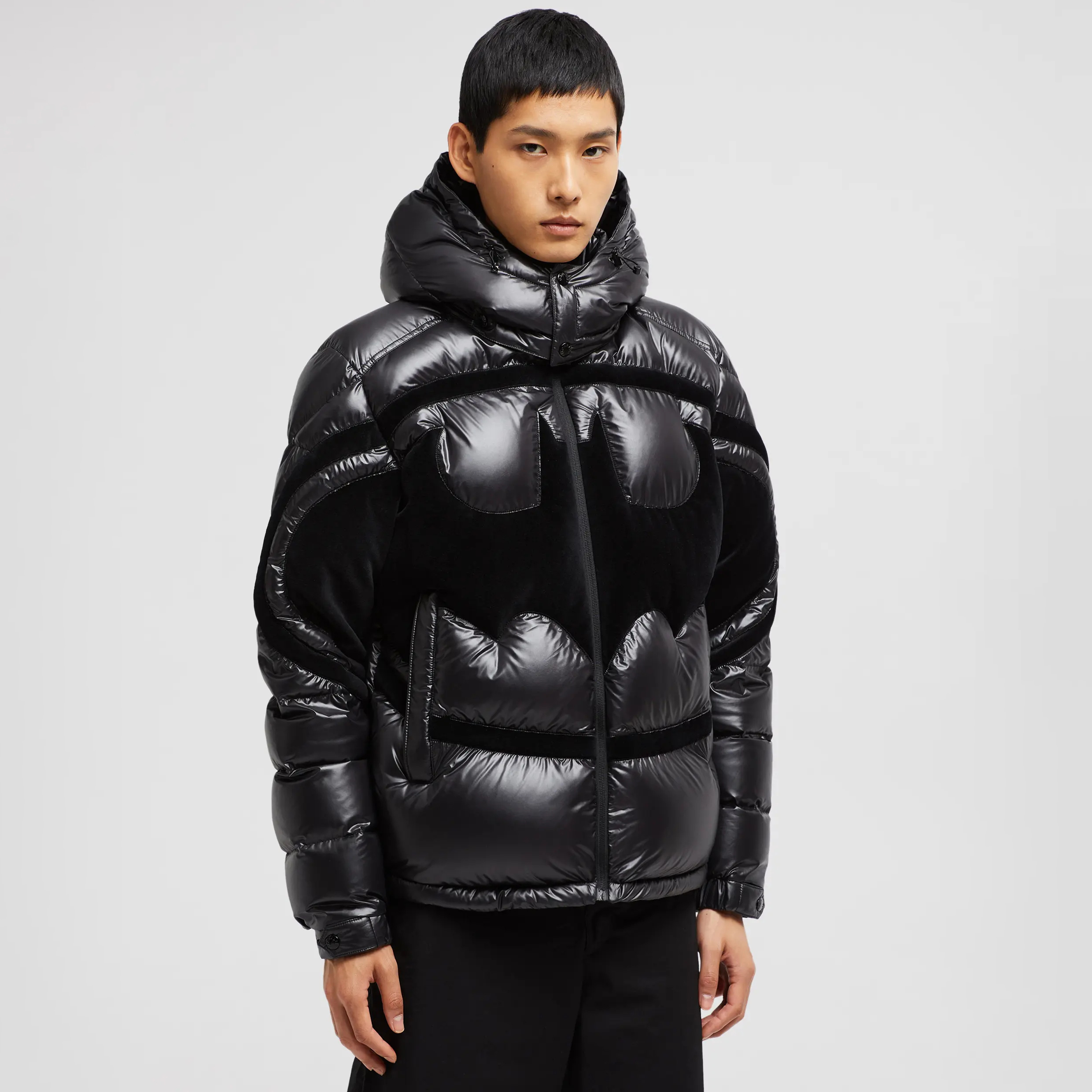 NIGO Moncler Men's Fall/Winter Batman Logo Adjustable Cuffs Hooded Single Breasted Long Sleeve Puffer Down Jacket #nigo73741