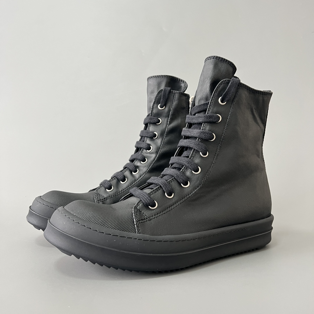 NIGO Rick Owens Classic Solid Colour Canvas High Top Lace Up Black Men Women Casual Fashion Hundred Zip Couple Shoes #nigo73731