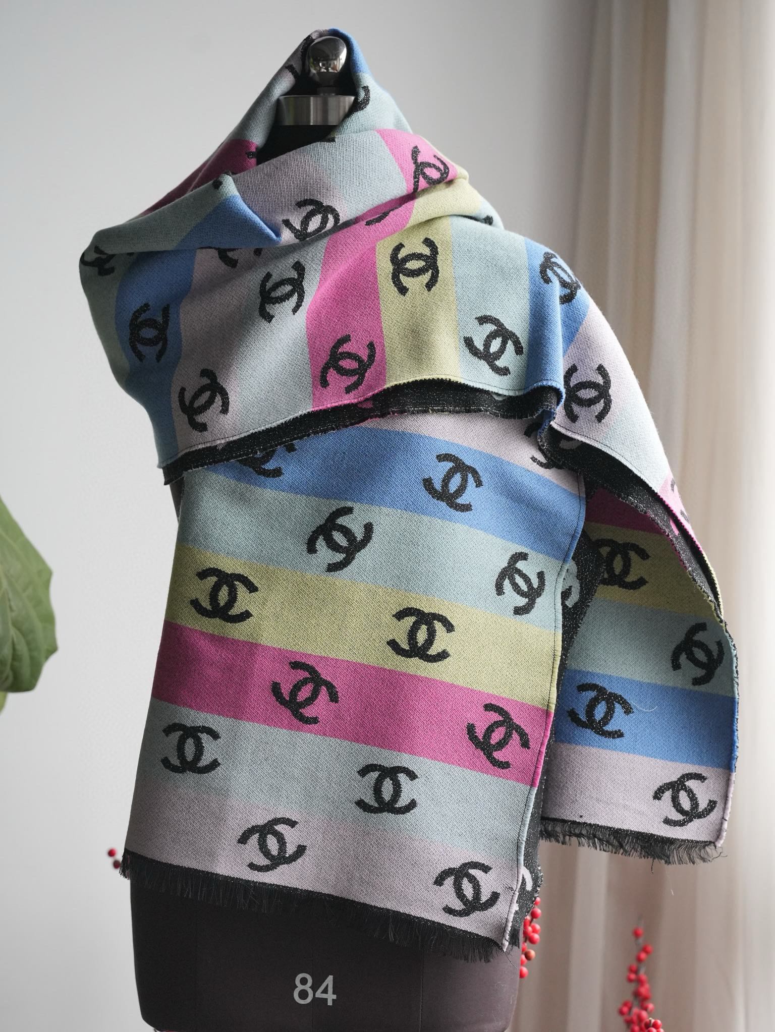 NIGO Chanel Women's Autumn and Winter Colorful Logo Printed Fleece Scarf Shawl #nigo73737