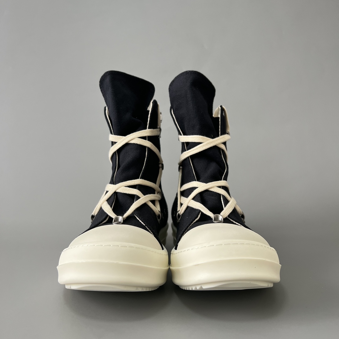 NIGO Rick Owens Classic Solid Colour Canvas High Top Lace Up Black Men Women Casual Fashion Hundred Zip Couple Shoes #nigo73735