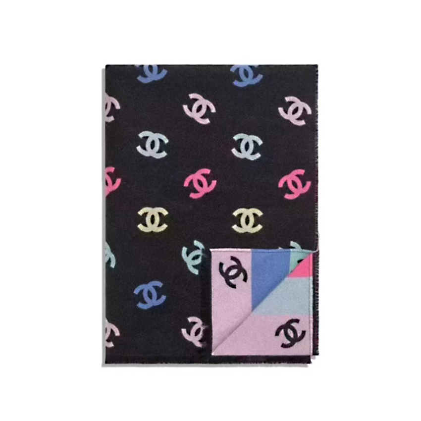 NIGO Chanel Women's Autumn and Winter Colorful Logo Printed Fleece Scarf Shawl #nigo73737