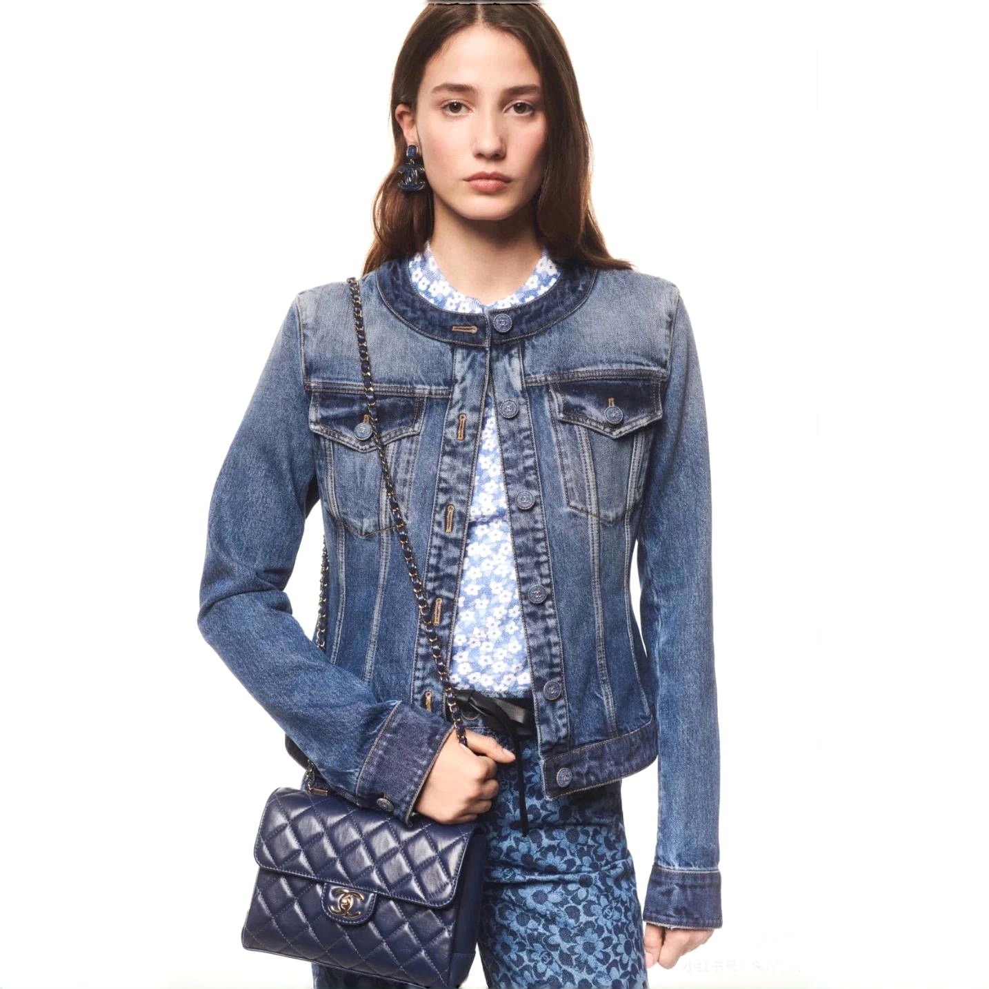 NIGO Chanel Women's Fall And Winter Blue Single Breasted Round Neck Long Sleeve Denim Jacket #nigo73755