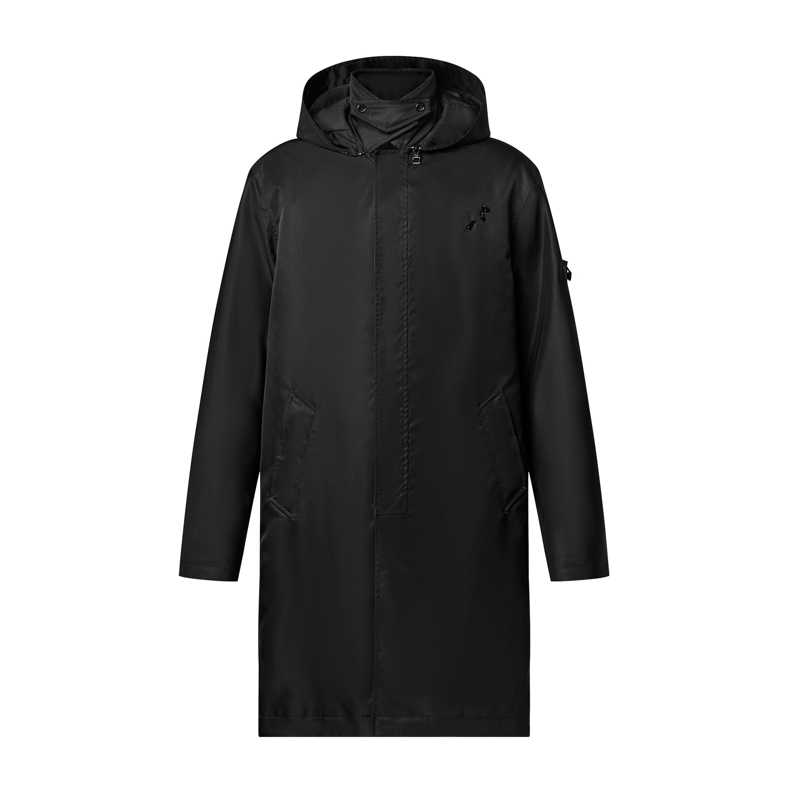 NIGO Louis Vuitton Men's Autumn and Winter Solid Color Hooded Casual Mid-Length Long Sleeve Waterproof Cotton Jacket #nigo73748