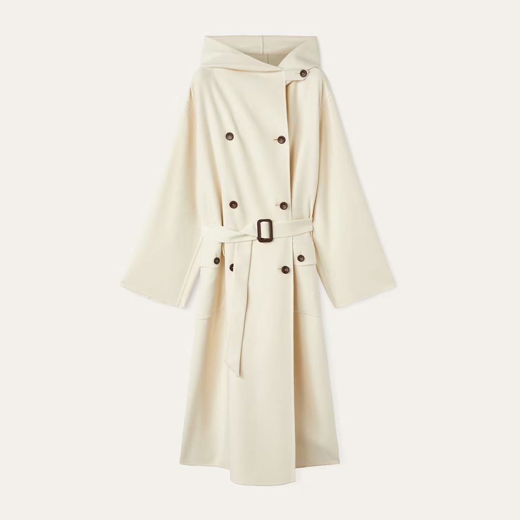 NIGO Loro Piana Women's Spring The Gift of Kings® Brivel Coat Solid Color Double Breasted Hooded Long Sleeve Jacket Ngvp #nigo9511