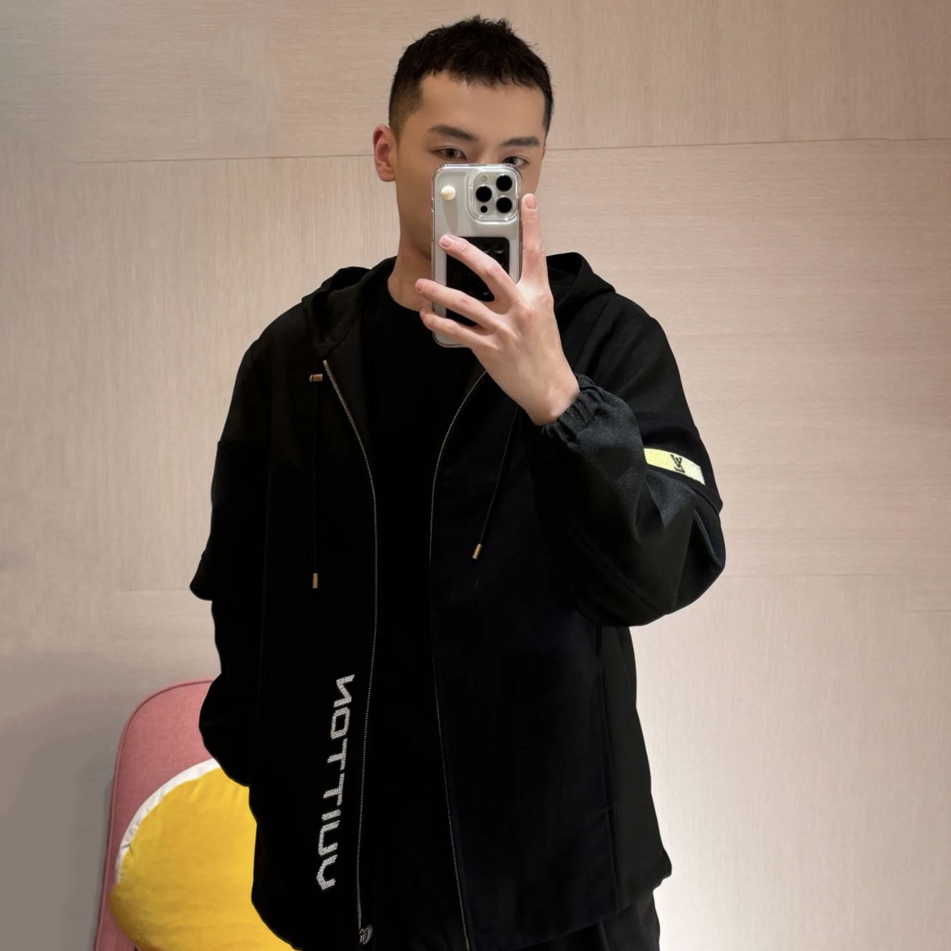 NIGO Louis Vuitton Men's Spring and Autumn Black Letter Printed Zipper Hooded Long Sleeve Jacket #nigo73759