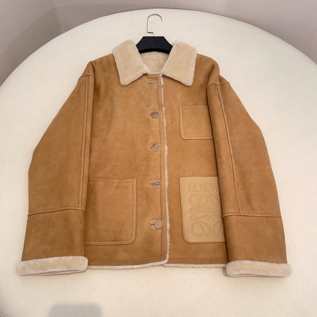 NIGO Loewe Women's Winter Solid Color Suede Single Breasted Cashmere Inner Long Sleeve Jacket #nigo73768