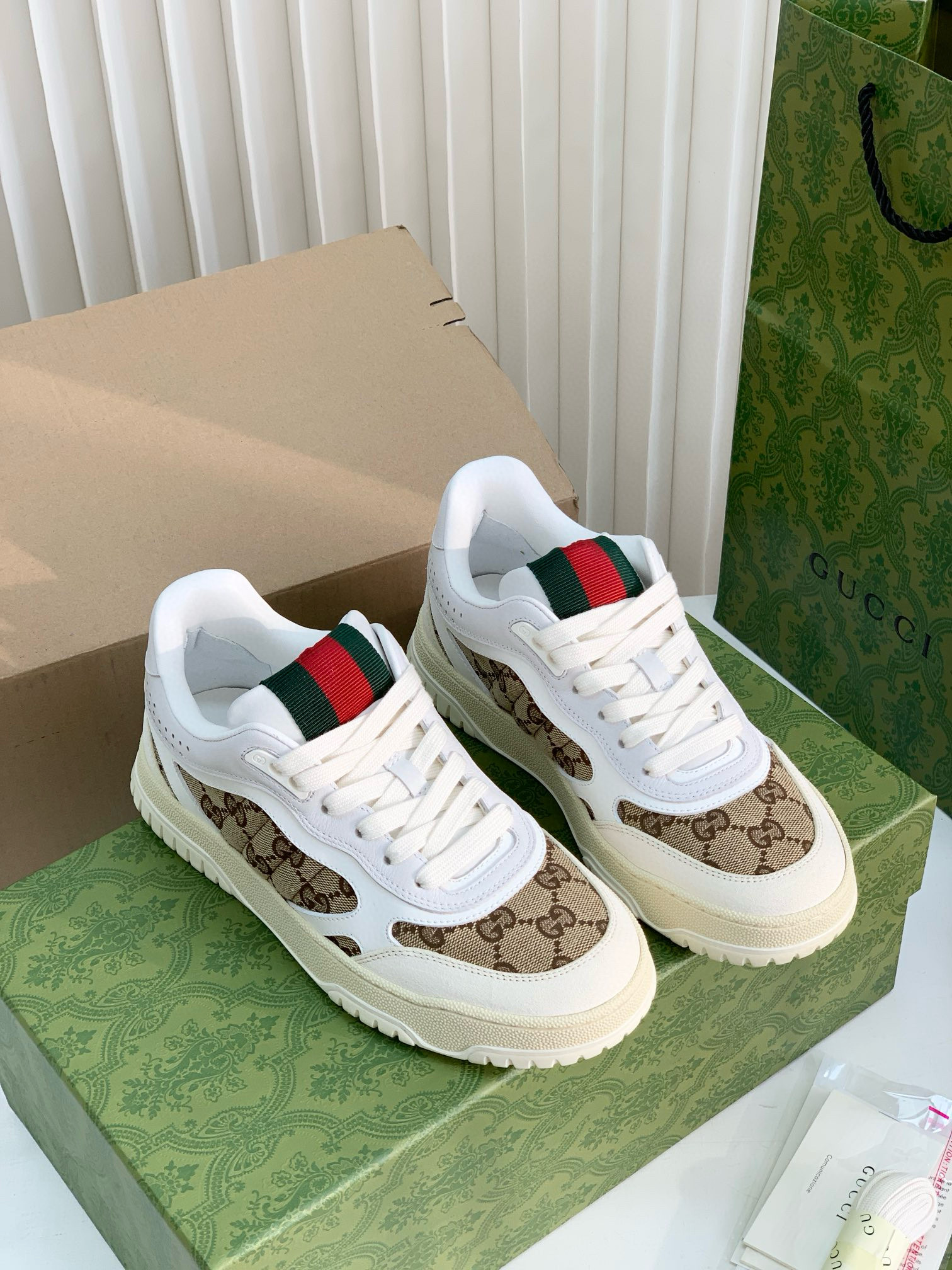 NIGO Gucci Women's Patchwork Design Embossed Low Top Lace Up Leather Sneakers Shoes #nigo73776