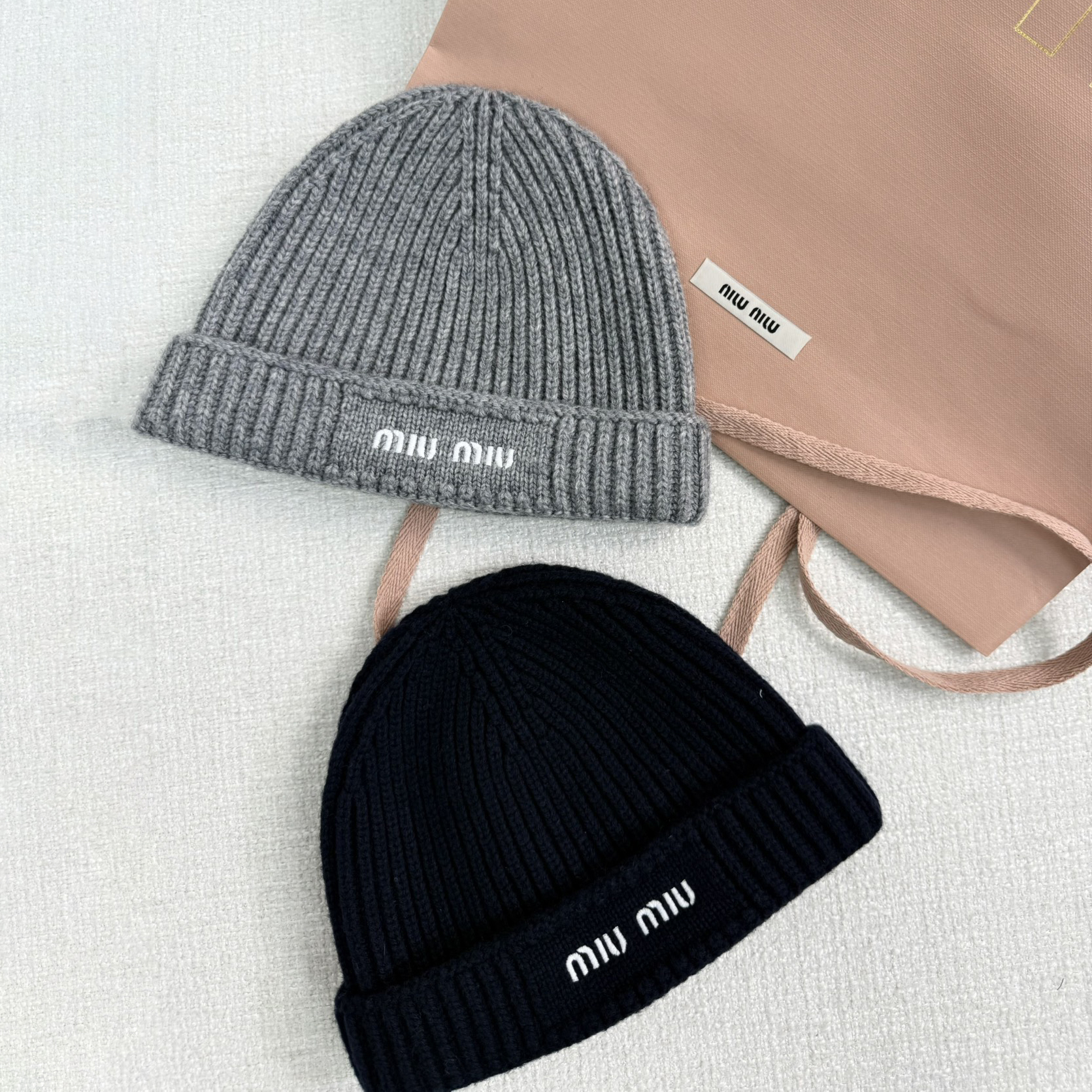 NIGO MiuMiu Women's Solid Color Embroidered Logo Wool Pom Pom Hat #nigo73781