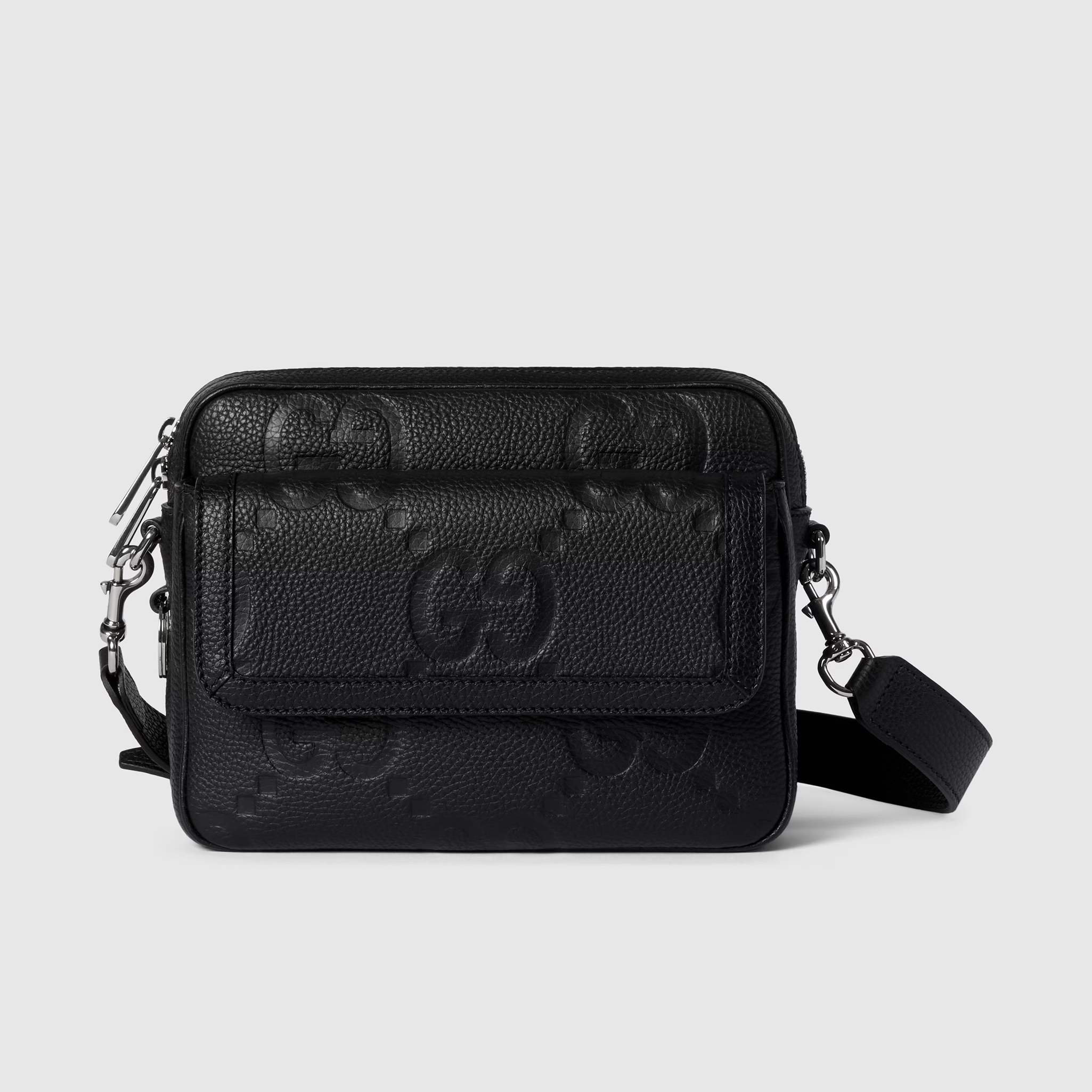 NIGO Gucci JUMBO Men's and Women's Black Letter Printed Leather Shoulder Crossbody Bag Bags #nigo73775