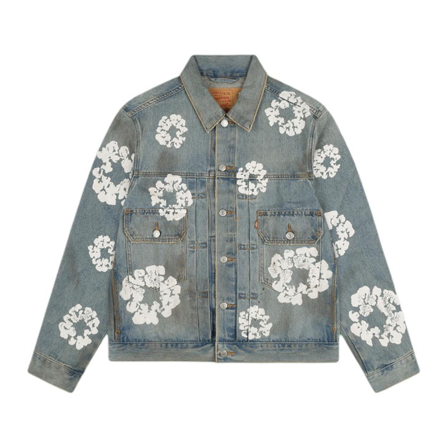 NIGO Denim Tears Men's Women's Spring And Autumn Vintage Old Lapel Floral Print Graffiti Cotton Long Sleeve Solid Color Denim Jacket Ngvp #nigo9512