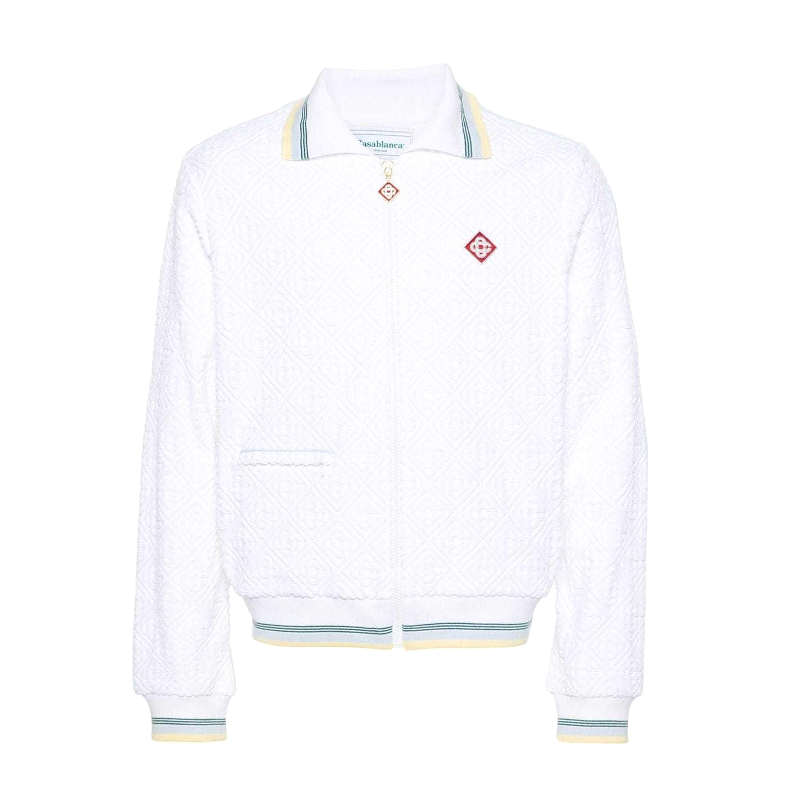 Nigo Casablanca Men's Spring & Autumn White Striped Trim Cozy Knit Zipper Lapel Long Sleeve Jacket #nigo73815
