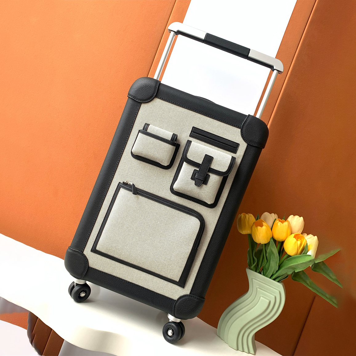 NIGO Hermes Fashion Color Blocking Canvas Splicing Leather Luggage Leisure Multi-Pocket Bag Bag Simple Boarding Box Suitcase Travel Box Ngvp #nigo9463