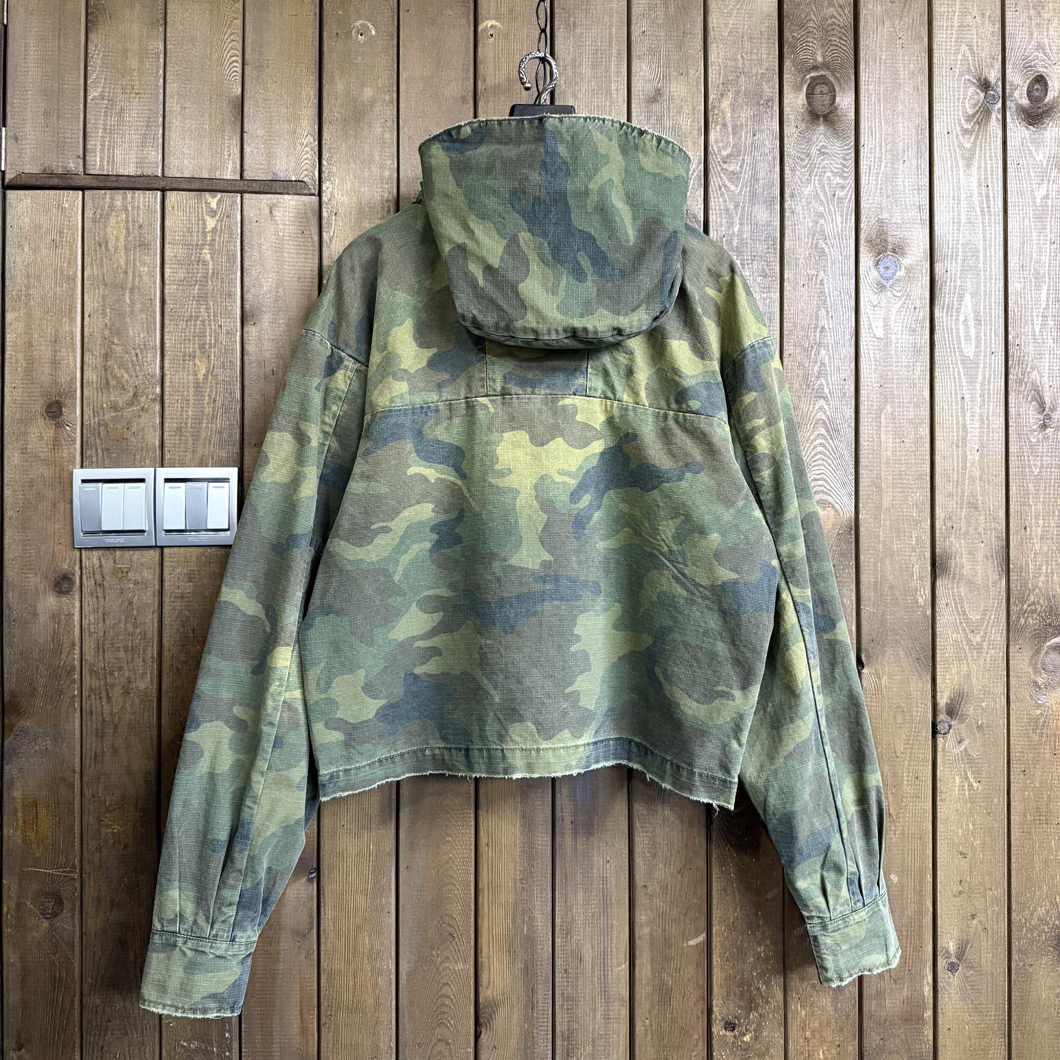 NIGO 424 Men's Spring and Autumn Camouflage Aged Raw Edge Hooded Zipper Long Sleeve Jacket #nigo73827