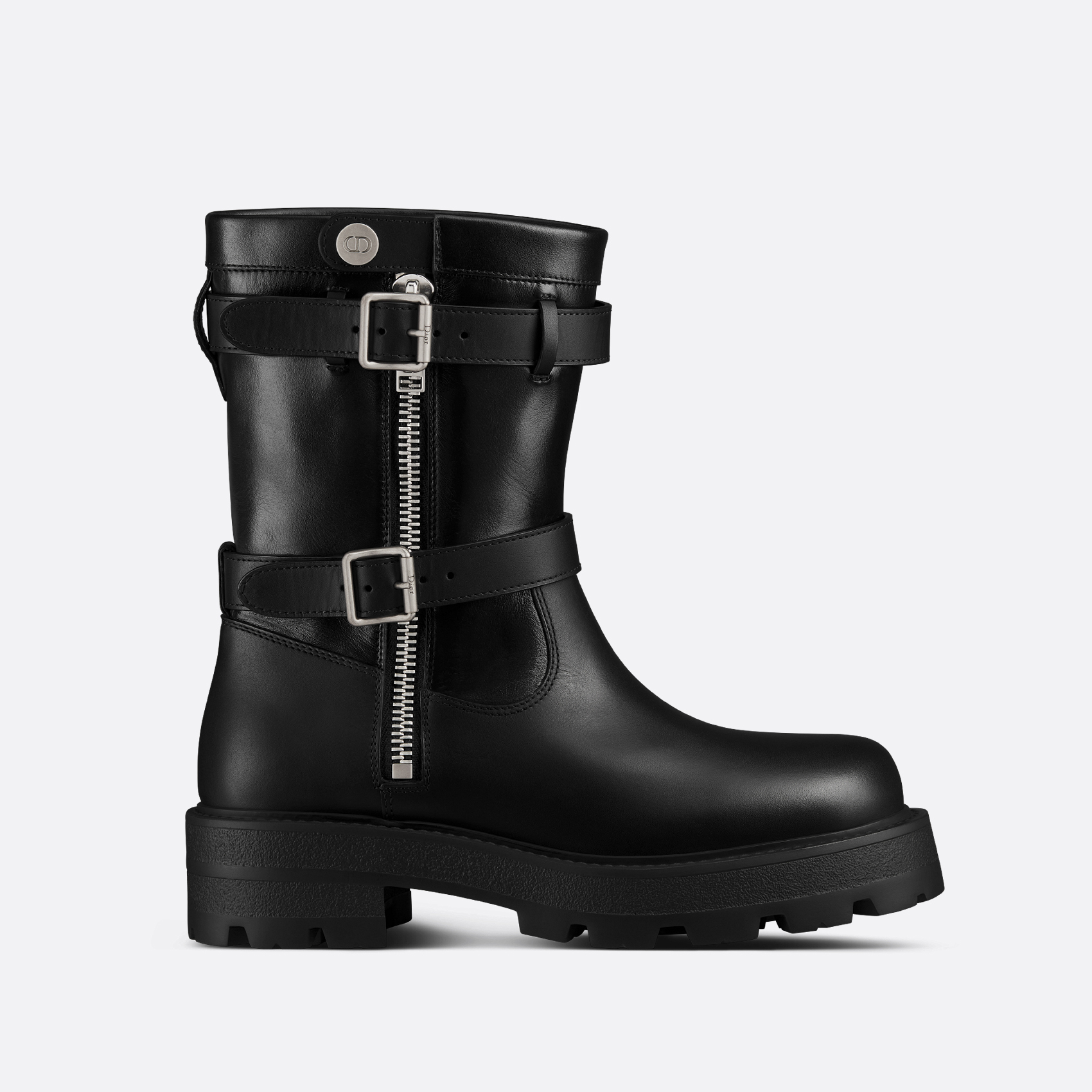NIGO Dior D-Major Women's Fall And Winter Black Calf Leather Round Head Zipper Thick Bottom Short Boots Shoes #nigo73826