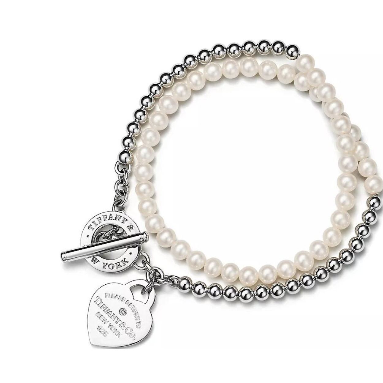 NIGO Tiffany & Co. Women's Silver Tone Wrap Set Pearl and Diamond Bracelet Necklace Jewelry #nigo73828