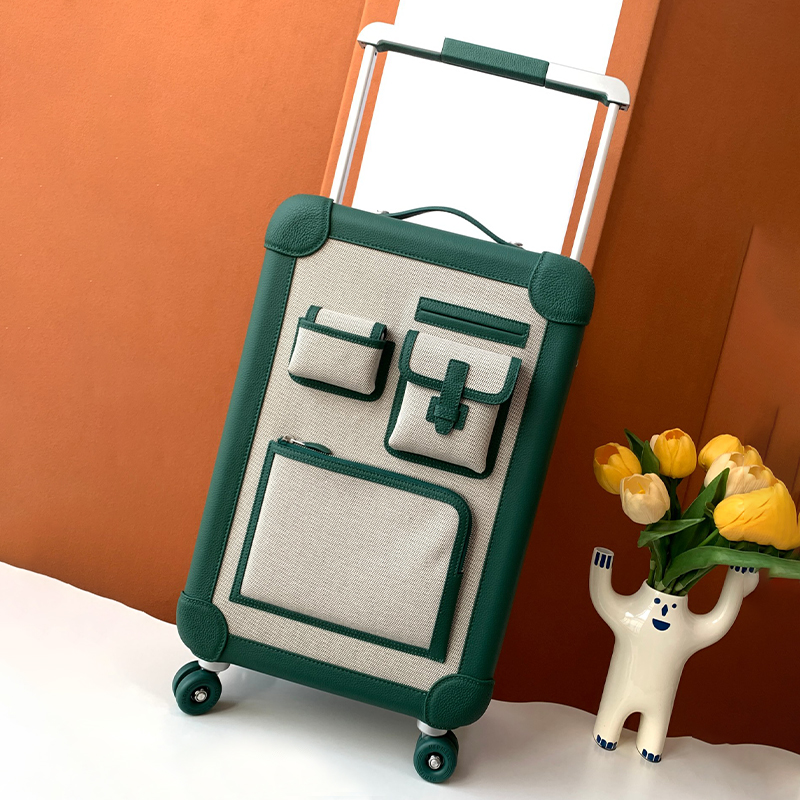 NIGO Hermes Fashion Color Blocking Canvas Splicing Leather Luggage Leisure Multi-Pocket Bag Bag Simple Boarding Box Suitcase Travel Box Ngvp #nigo9463