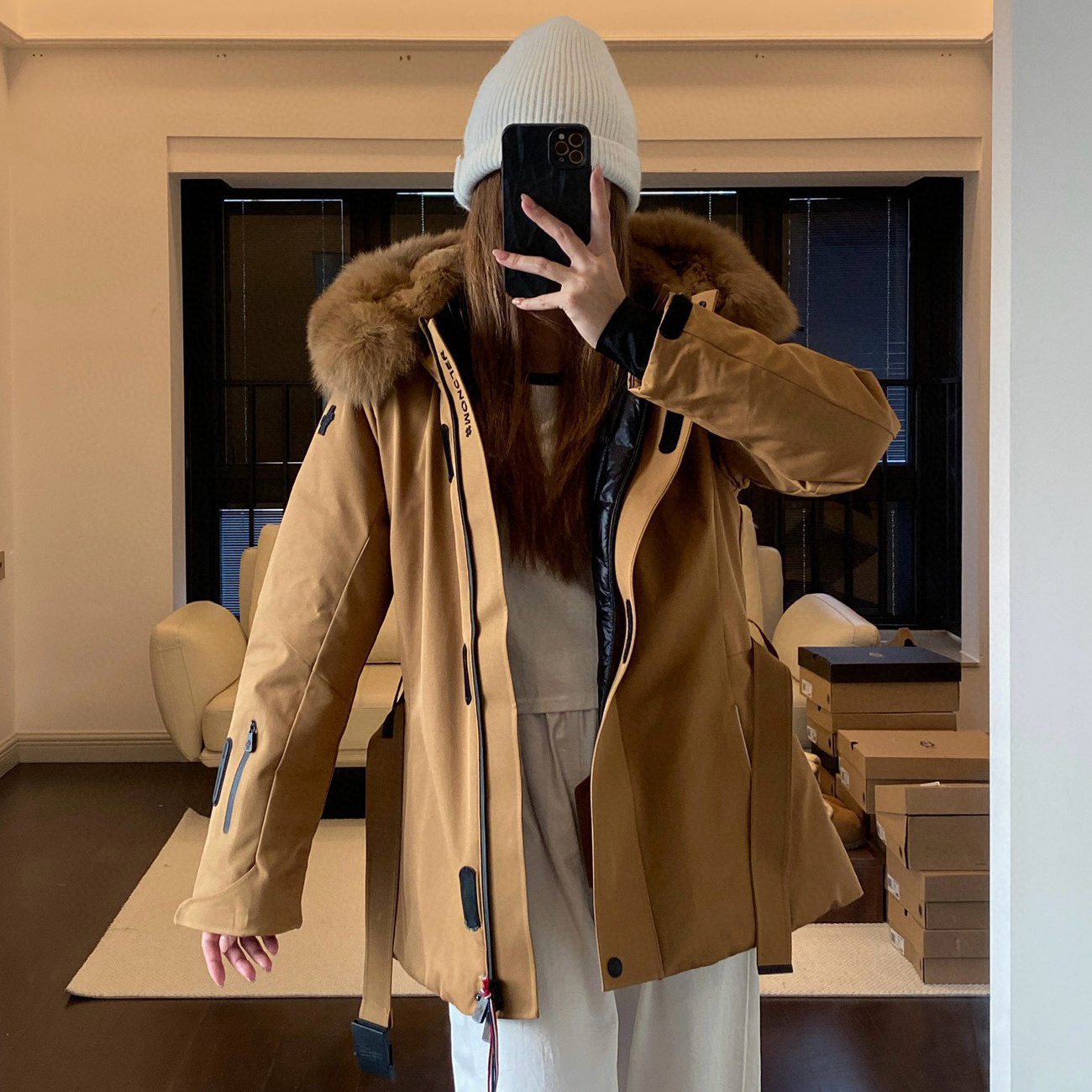 NIGO Moncler Women's Autumn and Winter Solid Color Hooded Waisted Long Sleeve Zipper Puffer Down Jacket #nigo73834