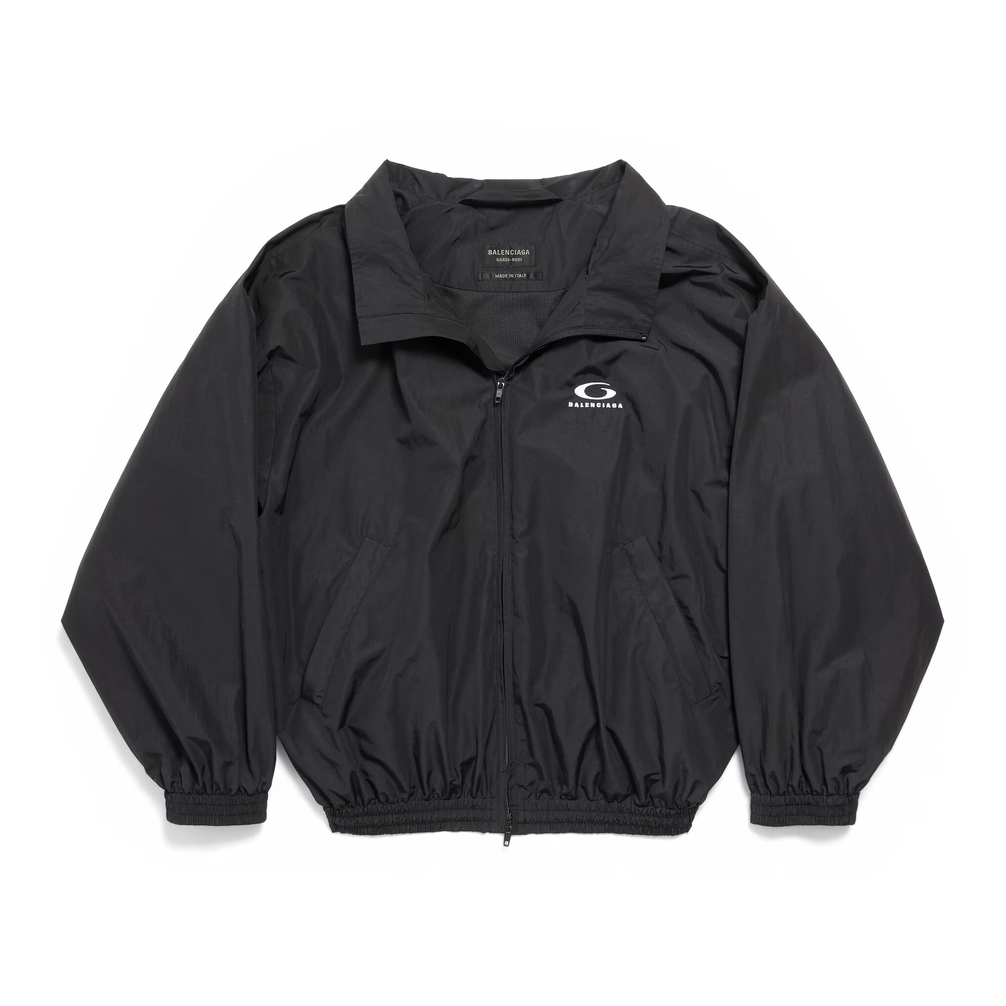 NIGO Balenciaga Men's Spring and Autumn Black Logo Printed Standing Collar Zipper Sports Jacket Loose Midriff Casual Pants Suit Set #nigo73838