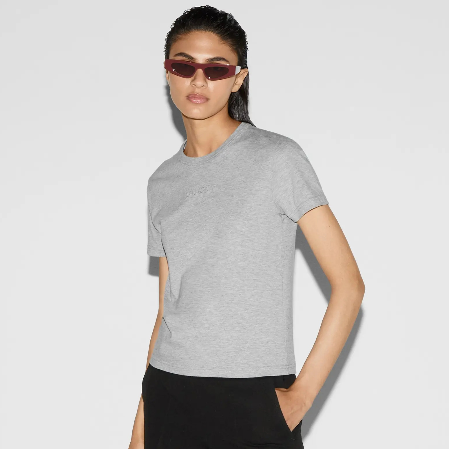 NIGO Gucci Women's Summer Solid Color Letter Logo Later Round Neck Slim Cotton Short Sleeve T-Shirt #nigo73819