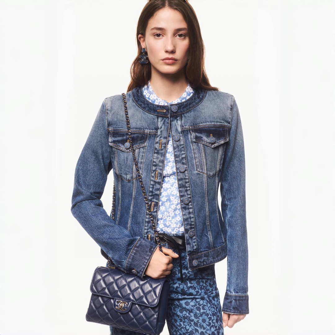 NIGO Chanel Women's Fall And Winter Blue Single Breasted Round Neck Long Sleeve Denim Jacket #nigo73836