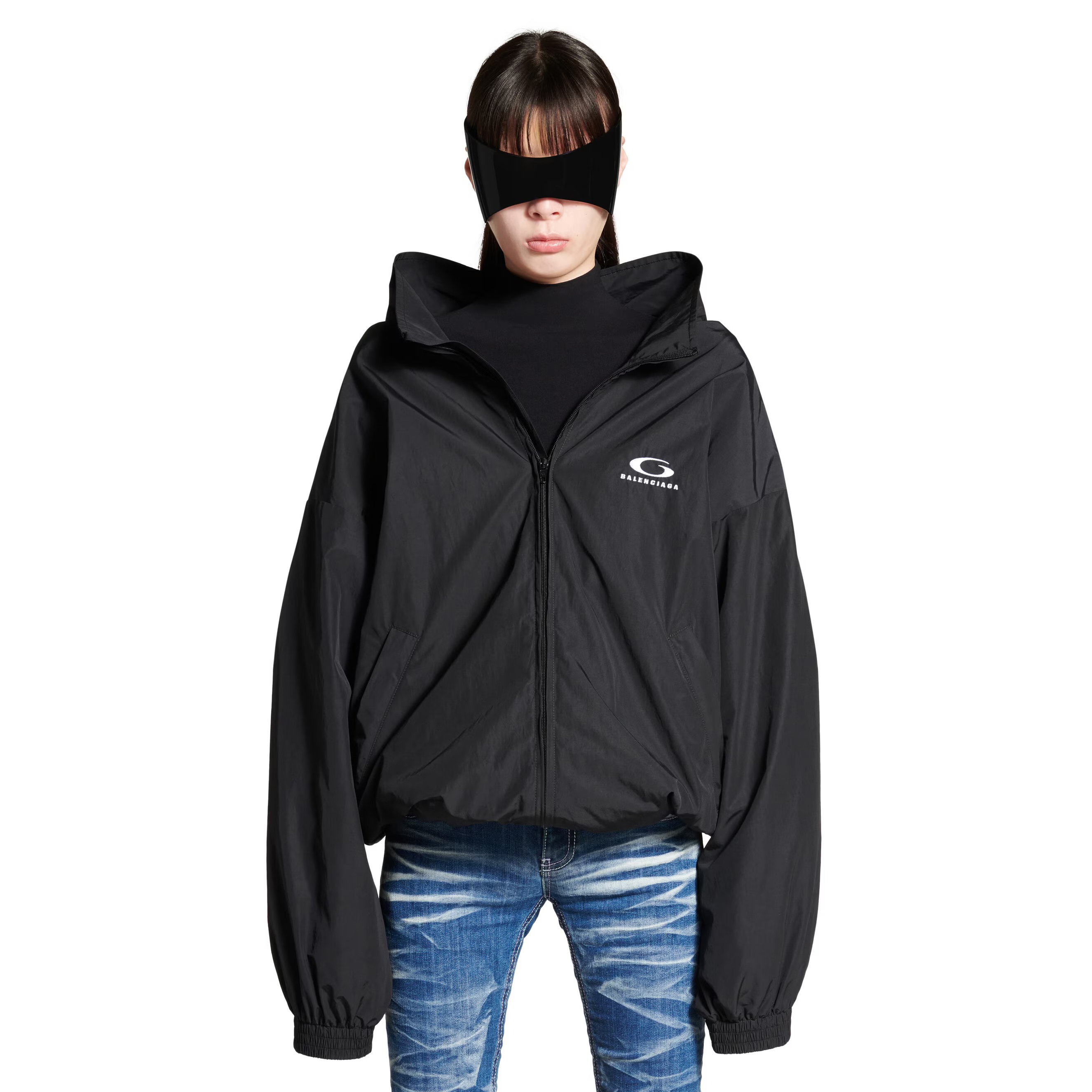 NIGO Balenciaga Men's Spring and Autumn Black Logo Printed Standing Collar Zipper Sports Jacket Loose Midriff Casual Pants Suit Set #nigo73838