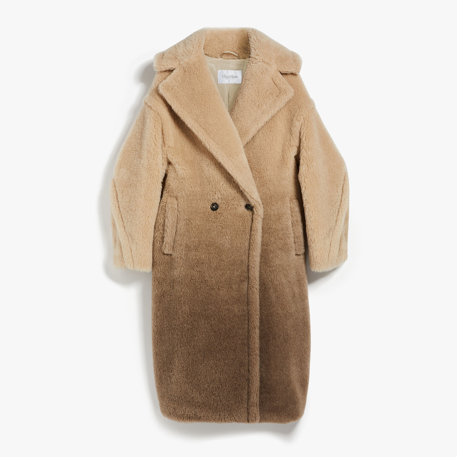 NIGO MaxMara Women's Fall And Winter Fashion Alpaca Wool Blend V-Neck Gradient Double-Breasted Long Straight Teddy Bear Coat Ngvp #nigo9528