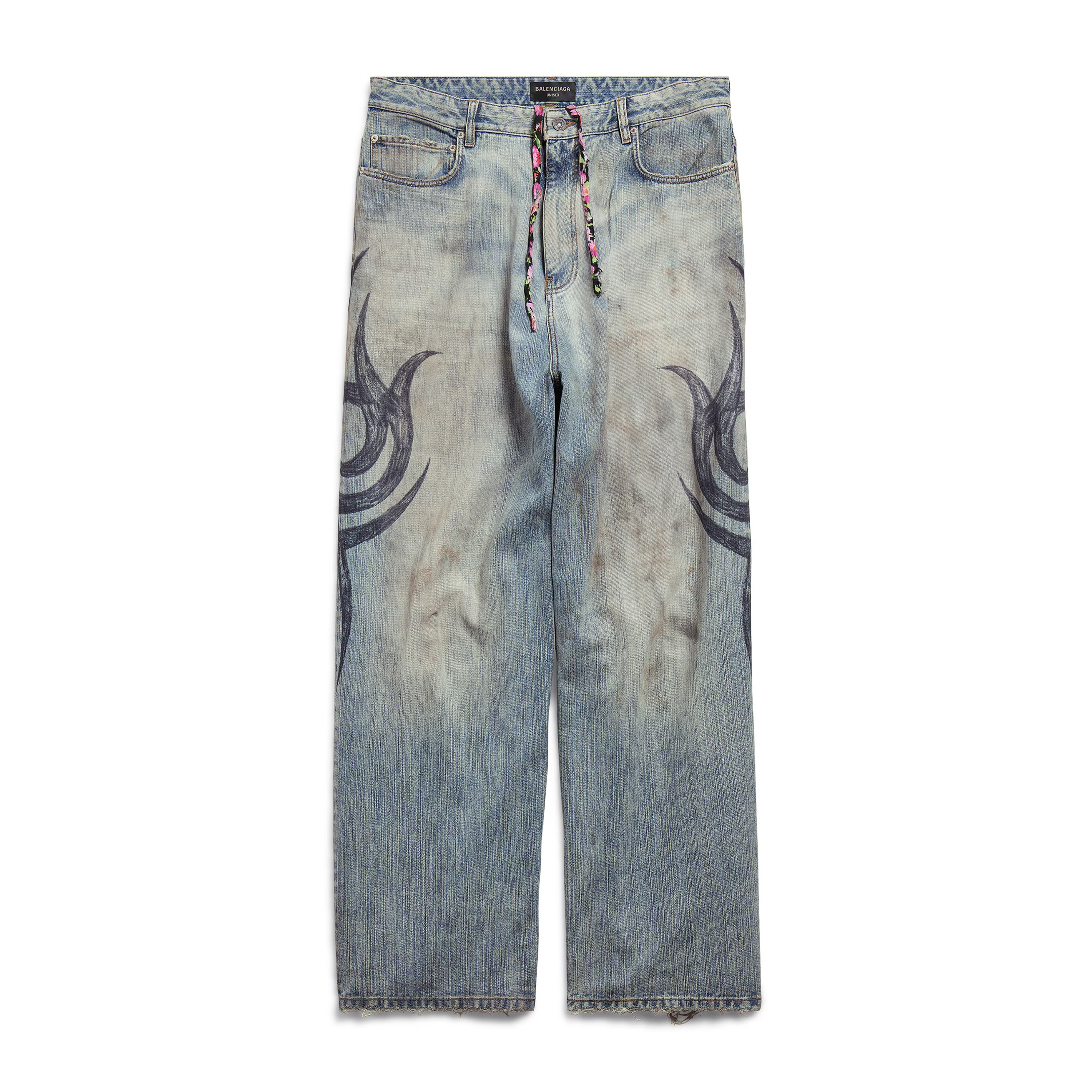 NIGO Balenciaga Men's Women's Four Seasons Y2K Logo Printed Cotton Mid Waist Loose Casual Denim Pants Ngvp #nigo9524