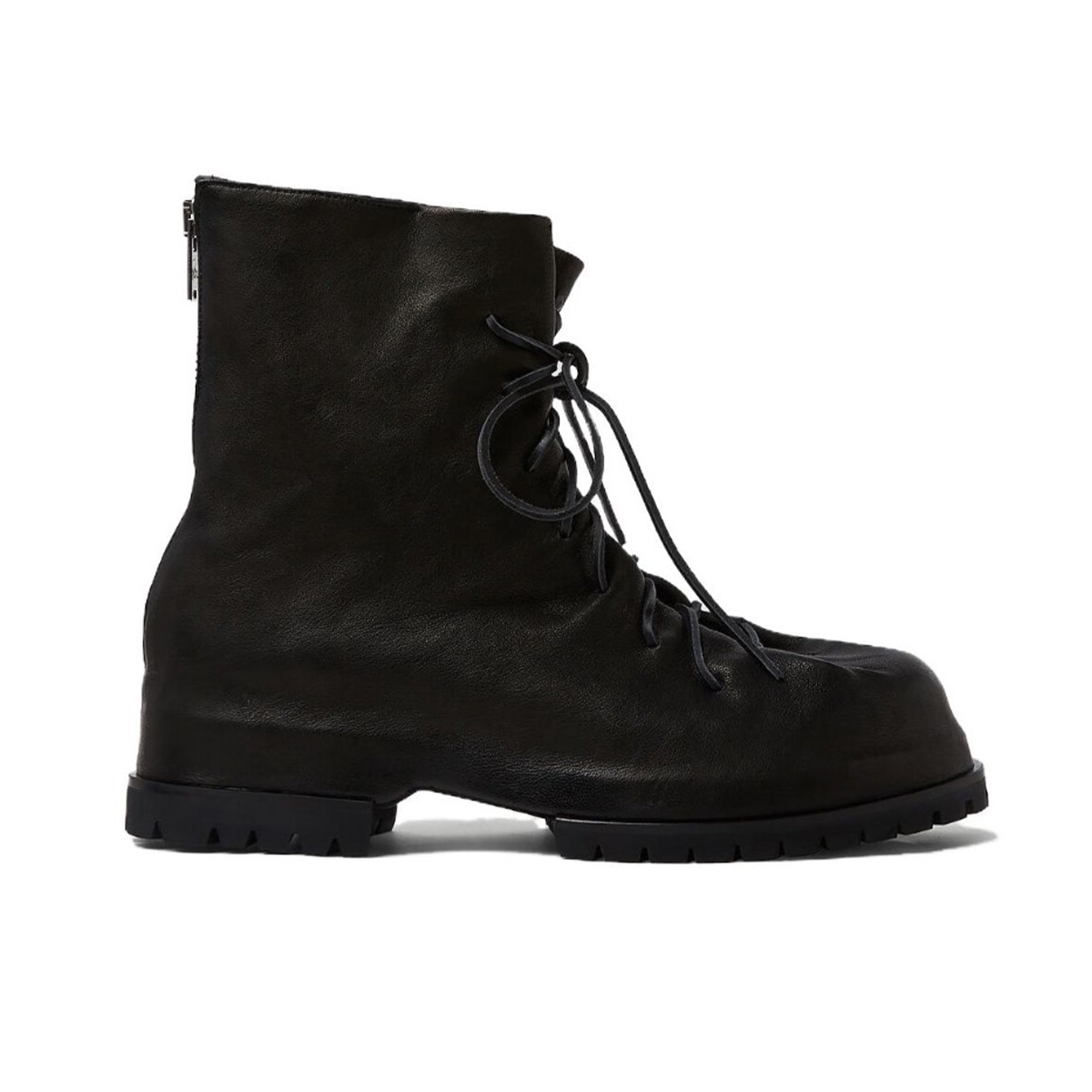 NIGO 424 Men's Head Sheepskin Round Toe Lace Up Mid Calf Boots Pleated Dark Style Chunky Heel Thick Bottom Height Increasing Martin Boots Shoes #nigo71713