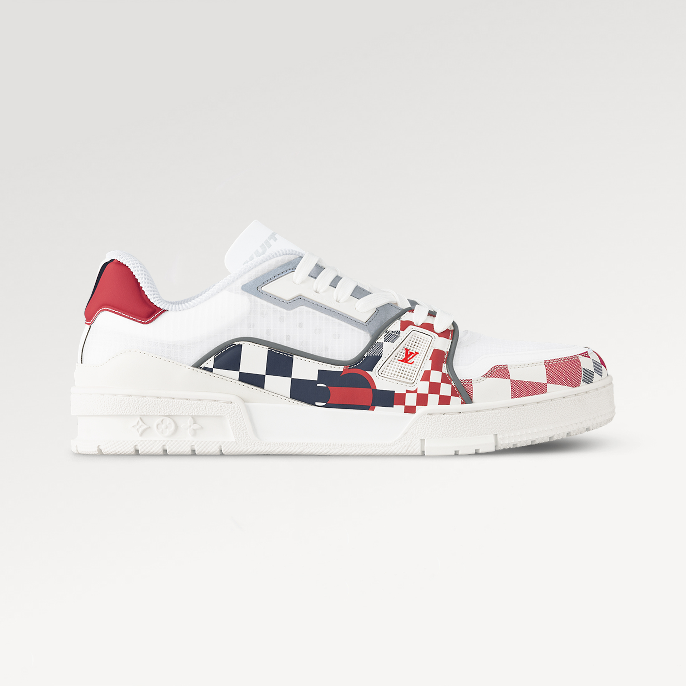 NIGO Louis Vuitton Lv Trainer Men's And Women's Sneakers Checkered Red And Blue Colour Blocking Reflective Material Fashion Casual Lace-up Shoes #nigo71712