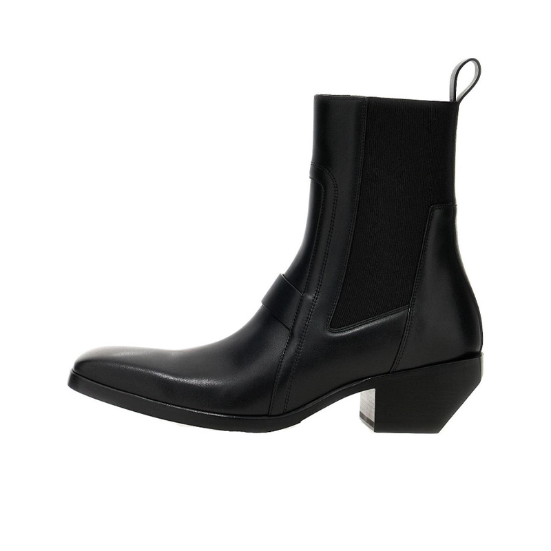 NIGO Rick Owens Men's Fall And Winter Short Cowhide Boots Fashion Black Casual Chelsea Shoes Ngvp #nigo9529