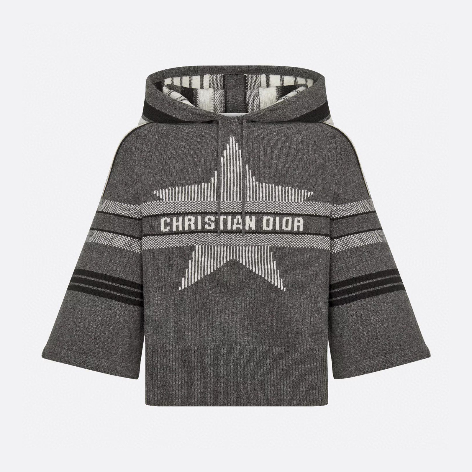 NIGO Dior Women's Spring and Autumn Letter Printed Drawstring Hooded Seven Sleeve Cashmere Sweater #nigo73847