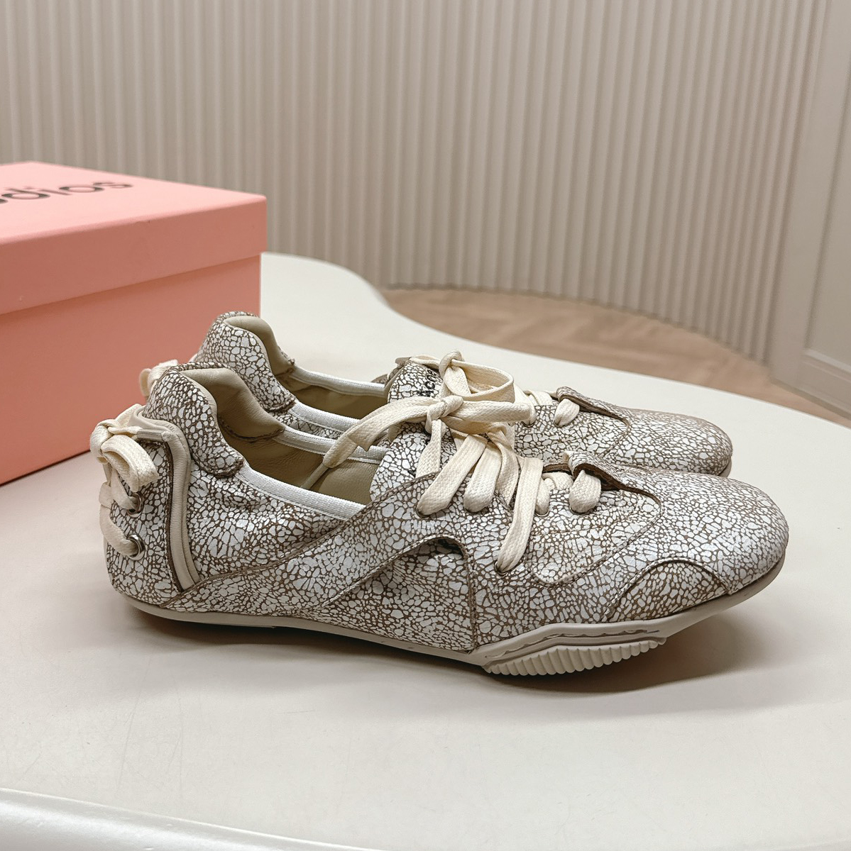 NIGO Acne Studios Women's Solid Color Leather Casual Lace-Up Ballet Shoes #nigo73859