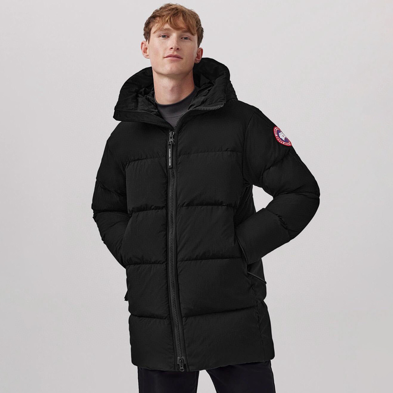 NIGO Canada Goose Men's Winter Solid Color Hooded Mid-Length Zipper Puffer Down Long Sleeve Jacket #nigo73855