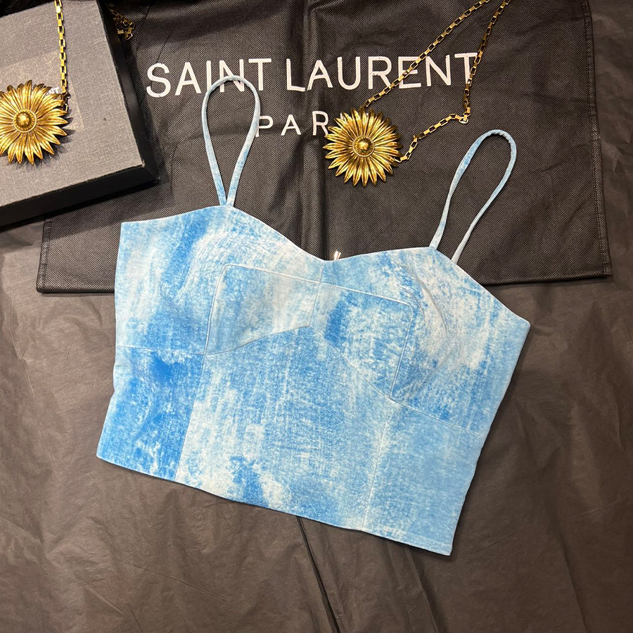 NIGO Ermanno Scervino Women's Summer Sexy Gradient Sleeveless Camisole V-Neck Velvet Sling Top Ngvp #nigo9534