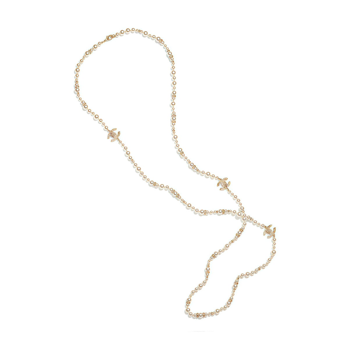NIGO Chanel Women's Pleated Double C Pearl Necklace Waist Chain Jewelry #nigo73891
