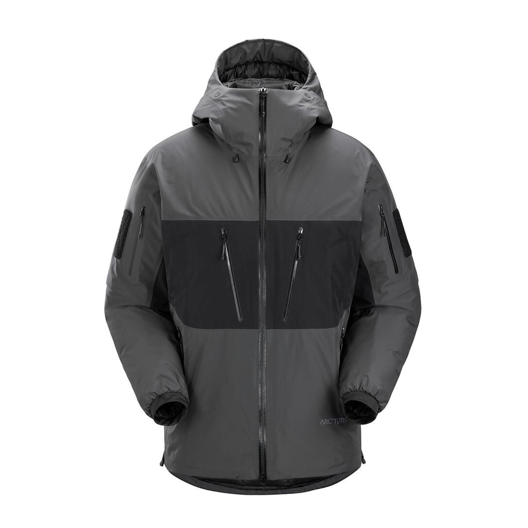 NIGO Arcteryx Men's And Women's Fall And Winter Splicing Logo Hard Shell Hooded Zipper Down Long Sleeved Jacket #nigo73883