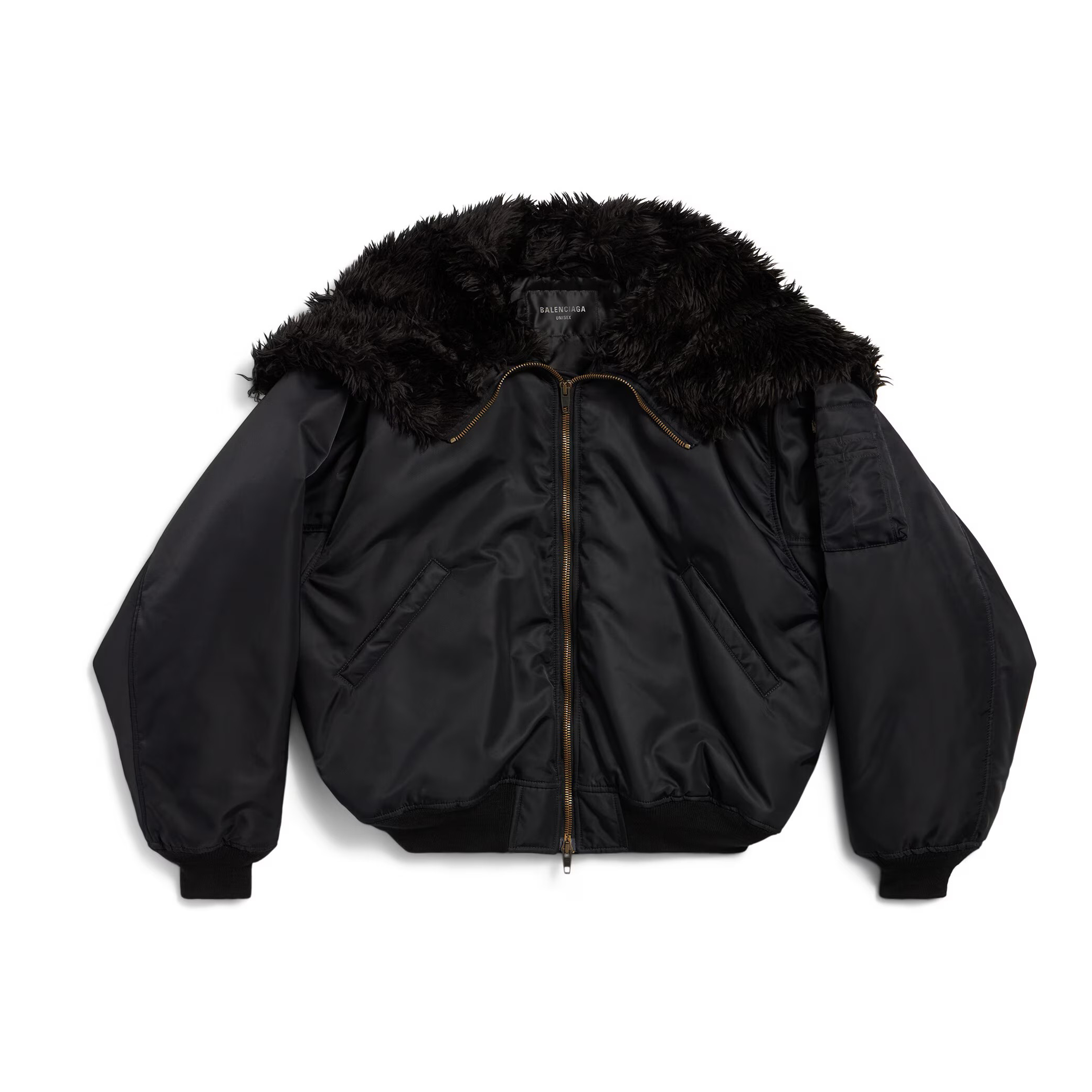 NIGO Balenciaga Men Women Black Hair Collar Hooded Bomber Zipper Long Sleeve Loose Jacket Ngvp #nigo9537