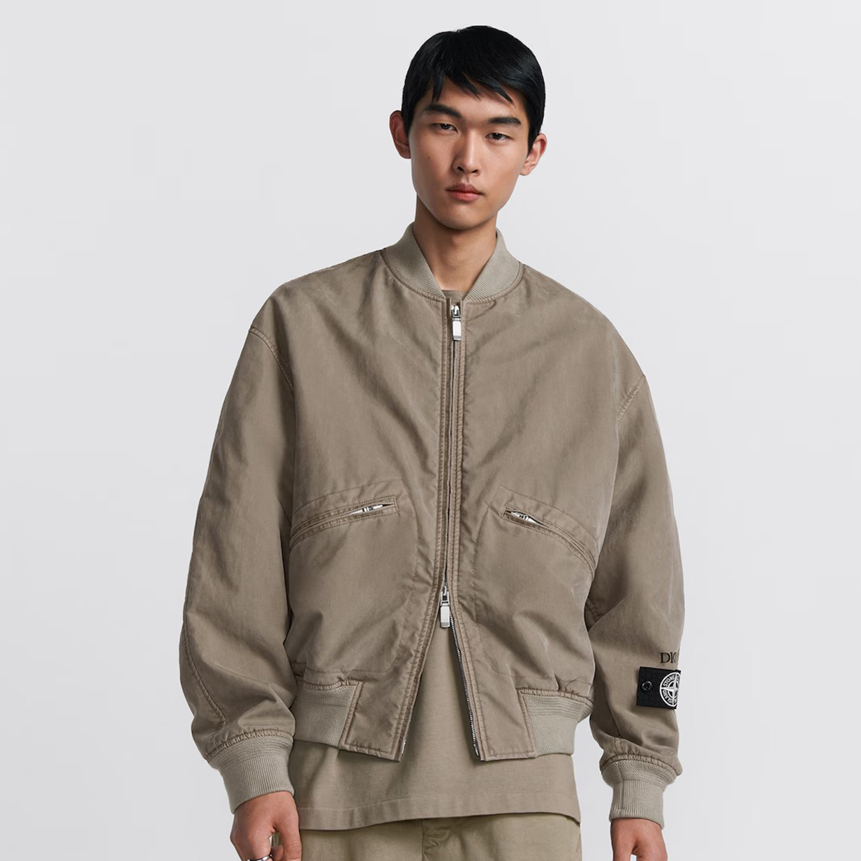 NIGO Dior X Stone Island Men's Spring Autumn Solid Color Letter Logo Pilot Zipper Long Sleeve Jacket Bomber Jacket #nigo73911